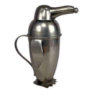 Vintage Art Deco Penguin Stainless Steel Cocktail Shaker Mixer For Sale