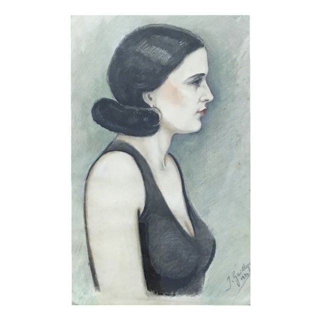 Jules Gaillepand, Portrait de Melle Bachelard, 1932, Pastel on Paper, Framed For Sale