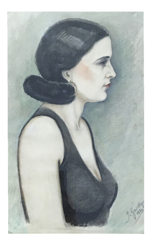Jules Gaillepand, Portrait de Melle Bachelard, 1932, Pastel on Paper, Framed