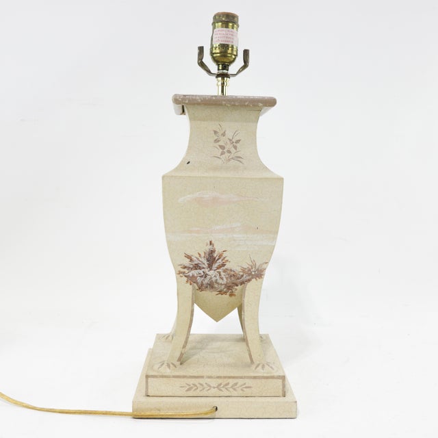Vintage Hand-Painted Chinoiserie Urn-Form Table Lamp With Sepia Landscape Scene For Sale - Image 4 of 12