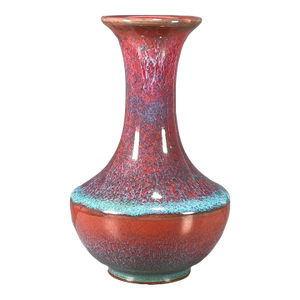 Chinese Jun Ware Style Flambe Glaze Porcelain Vase - 5.5" Tall