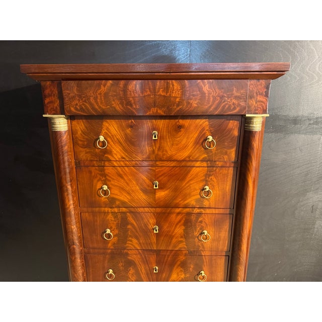 Tall Empire French Chest of Drawers, 1830s For Sale - Image 12 of 18
