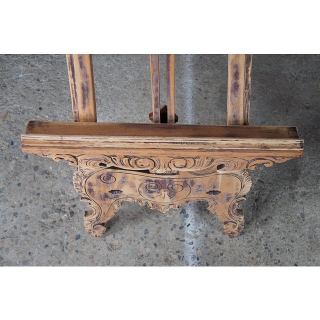 Late 20th Century Baroque Rococo Revival Mahogany Artist Easel Adjustable Art Painting Display 64" For Sale - Image 9 of 11