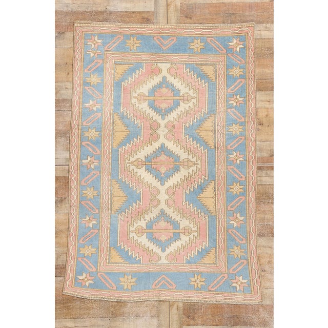 Vintage Pink Turkish Oushak Rug - 04'11 X 07'02 For Sale - Image 9 of 9