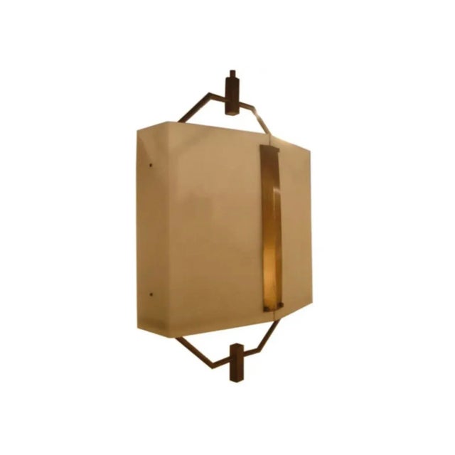 1940s French White Perspex & Brass Pendant Light Fixture For Sale - Image 12 of 12