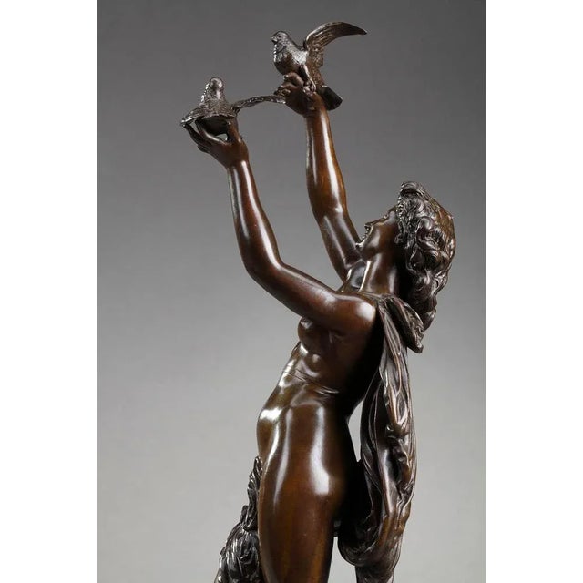 Bronze Femme Aux Colombes Sculpture by Charles-Alphonse Gumery For Sale - Image 14 of 18