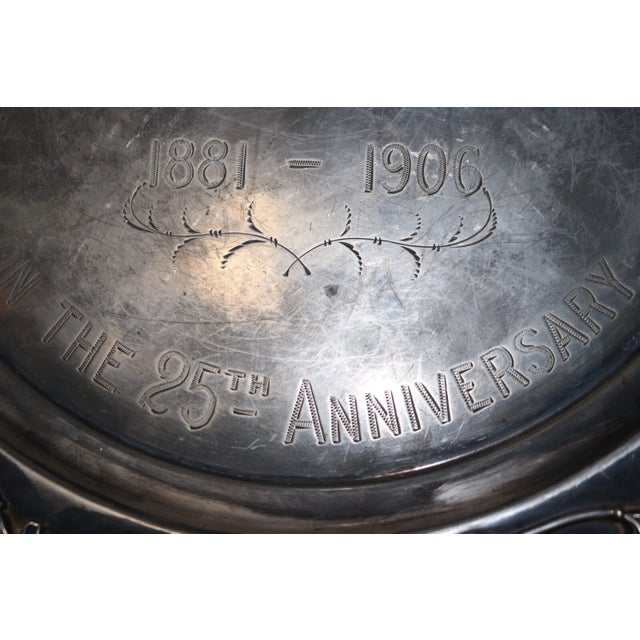 Share Big Antique 1881 Ornate Art Nouveau Masonic Silver-Plate Lodge Award Trophy Dish For Sale In New York - Image 6 of 12