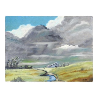 Contemporary Mountain Thunderstorm Landscape Painting For Sale