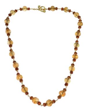 Full Circle Citrine 18k Yellow Gold Beaded Necklace