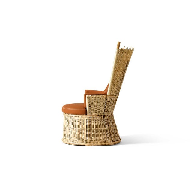 Not Yet Made - Made To Order Set of Hotte Rattan and Leather Armchair and Pouf by Philippe Starck for Cassina For Sale - Image 5 of 17