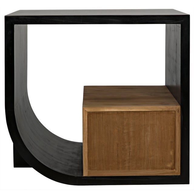 NOIR Burton Right Hand Side Table in Black and Teak For Sale - Image 10 of 11