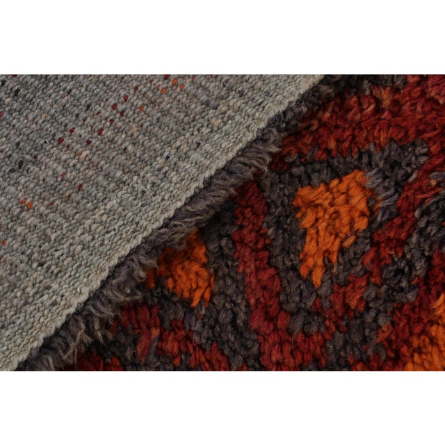 Hand-Knotted Antique Rug Red Moroccan Runner - High Pile and Diamond Pattern For Sale - Image 10 of 10