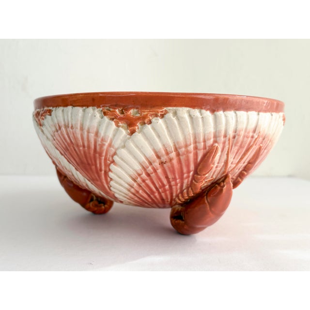 Sarreguemines French Majolica ceramic serving bowl, circa late 1800s-early 1900s Distinctive sea life motif featuring a...