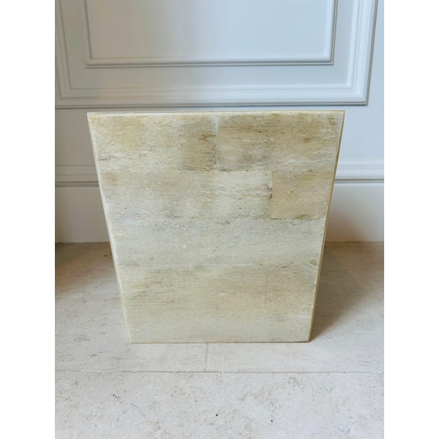 Fantastic Pigeon & Poodle Wastebasket. Rich looking finish which mimics stone. Nuanced striation in warm neutral shades of...