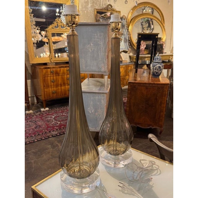 Modern Fume Murano Glass Bulb Form Lamps For Sale - Image 3 of 6