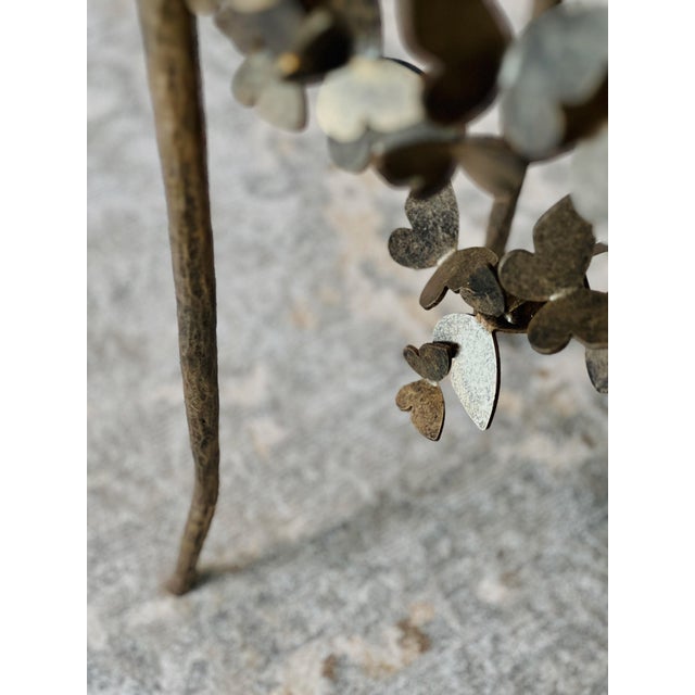 Aged Silver Butterfly Accent Table Travertine For Sale - Image 9 of 9