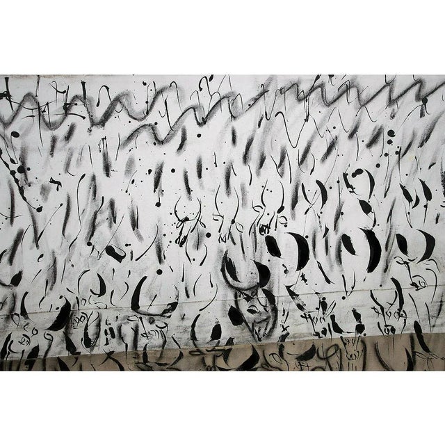 Tribal Framed Abstract Herd Impression Acrylic Painting on Canvas For Sale - Image 3 of 5