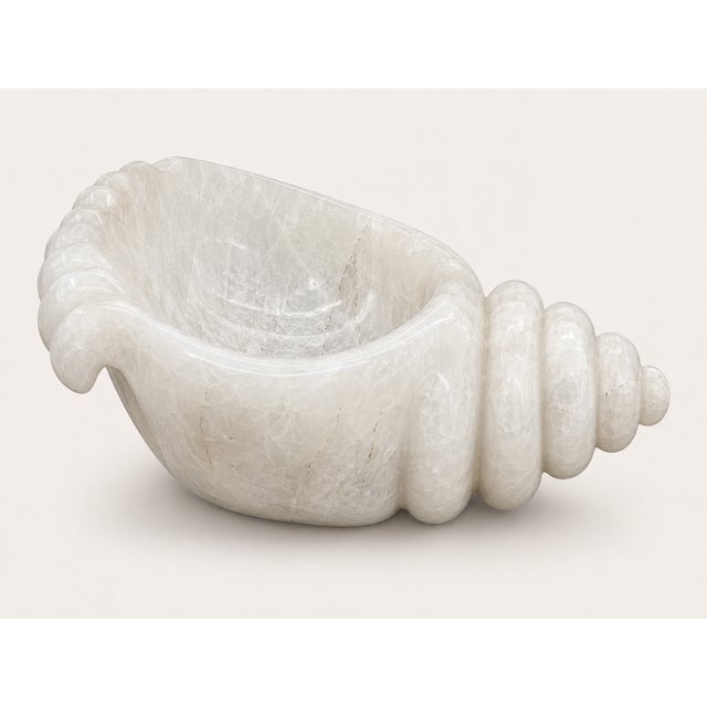 Art Deco Monumental Carved Quartz Shell Bowl Sculpture For Sale - Image 3 of 5