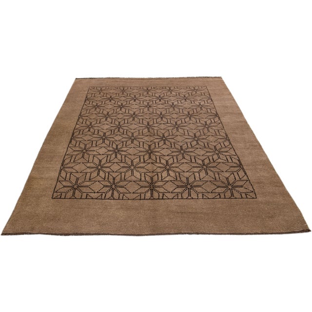 Tribal Modern Moroccan Style Handmade Geometric Motif Wool Rug For Sale - Image 3 of 8
