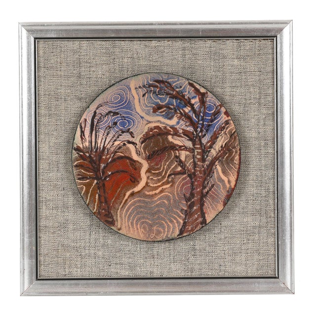 Mid Century Modern Framed Copper Enameled Artwork For Sale