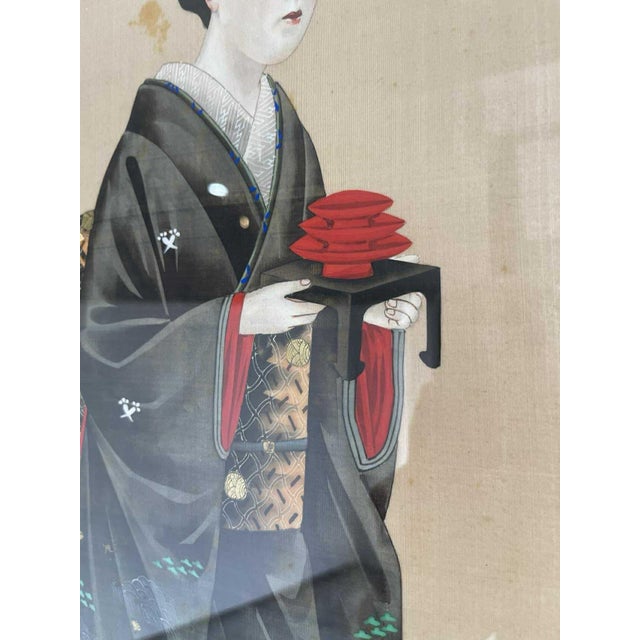 19th Century Japanese Paintings on Silk - Set of 2 For Sale - Image 11 of 18