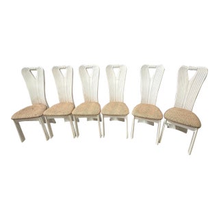 1970s Post Modern Art Deco Ribbon Chairs With Leopard Print- Set of 6 For Sale