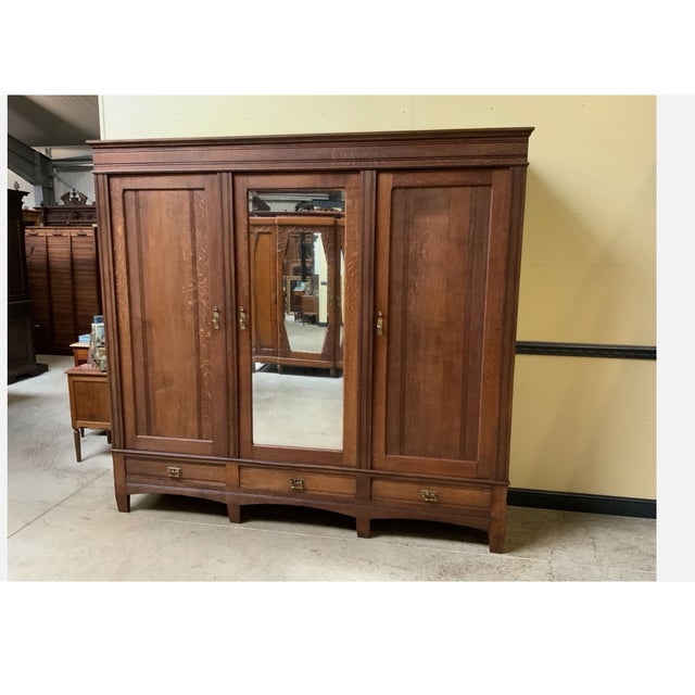 Antique Art Nouveau Wardrobe with Linen Compartment, 1910 For Sale - Image 9 of 9