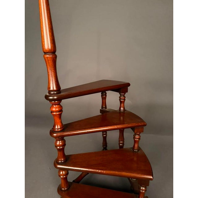 Brown English Mahogany Custom Spiral Library Steps, Late 20th Century For Sale - Image 8 of 11