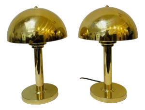 Italian Sputnik Pils Table Lamps in Brass, 1980s, Set of 2