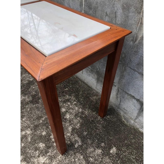Vintage Stone Topped Danish Mid-Century Teak Tables - Set of 3 For Sale - Image 4 of 9