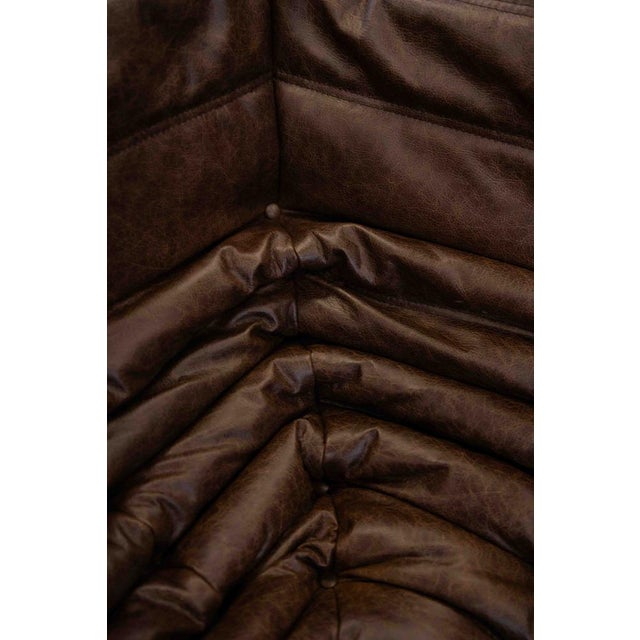Vintage Two-Seater Togo Sofa with Arms in Brown Leather by Michel Ducaroy for Ligne Roset, 1970s For Sale - Image 10 of 18
