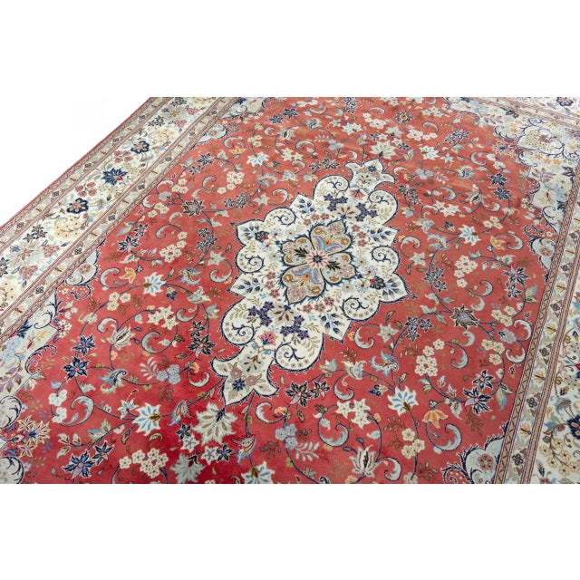 Middle Eastern Hand-Knotted Kashan Cork Rug For Sale - Image 5 of 13