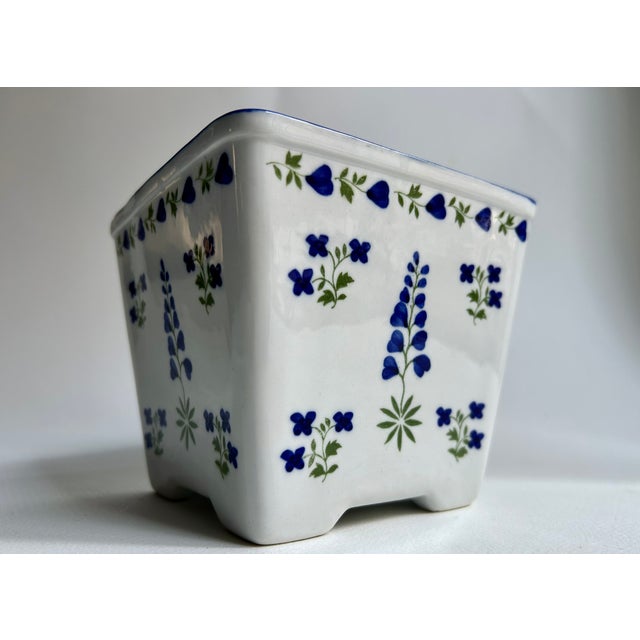 Ceramic Vintage Andrea for Sadek "Blue Lupine" Porcelain Flower Brick For Sale - Image 7 of 17