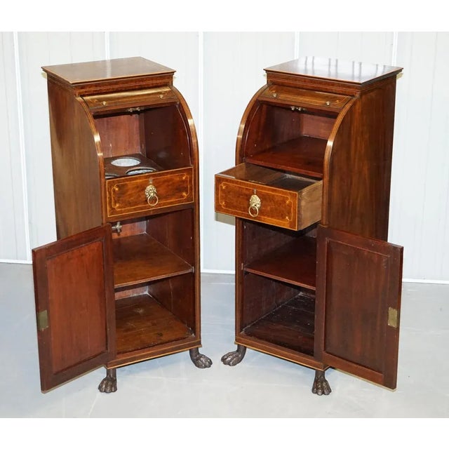 Antique Regency Flamed Hardwood & Gilt Bronze Drinks Cabinet Pedestals, Set of 2 For Sale - Image 11 of 18