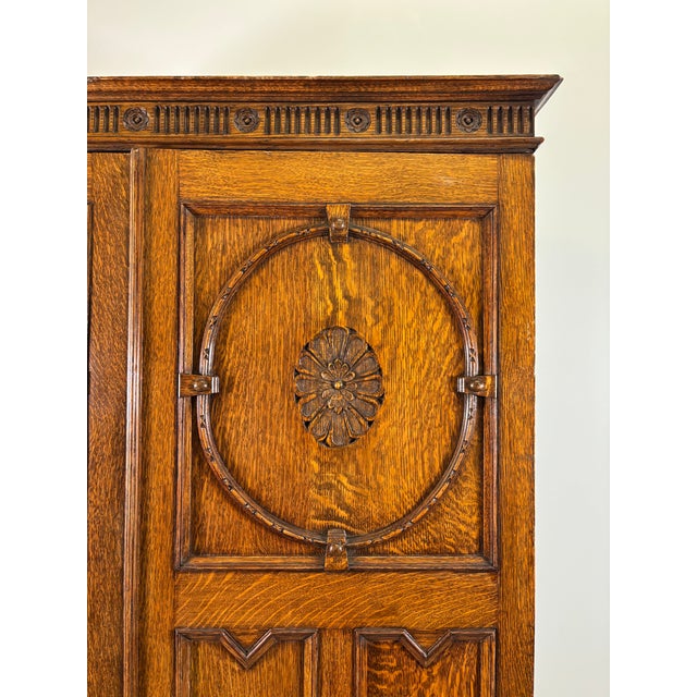 Antique English Oak Wardrobe For Sale - Image 9 of 10