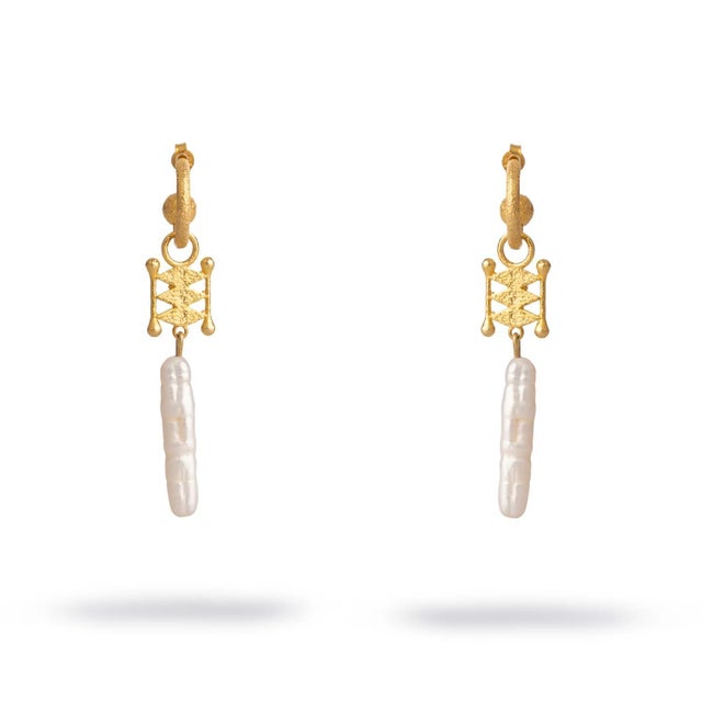 Early 21st Century Isis Pearl Talisman Dangle Earrings, A Pair For Sale - Image 5 of 11