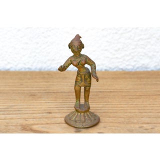 Soulful Miniature Bronze Painted Apsara For Sale