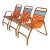 Mid-Century Gold Tone Aluminum Frame Stacking Poolside Strap Chairs - Set of 3 For Sale