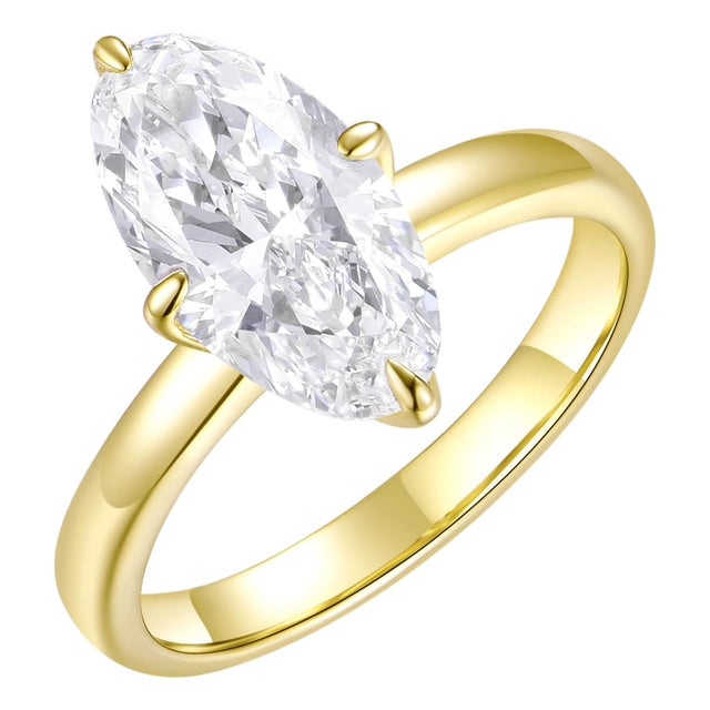 Kai One-of-a-Kind Vela 2ct Moval Lab Grown Diamond Ring in 14k Yellow Gold, Size 5 For Sale