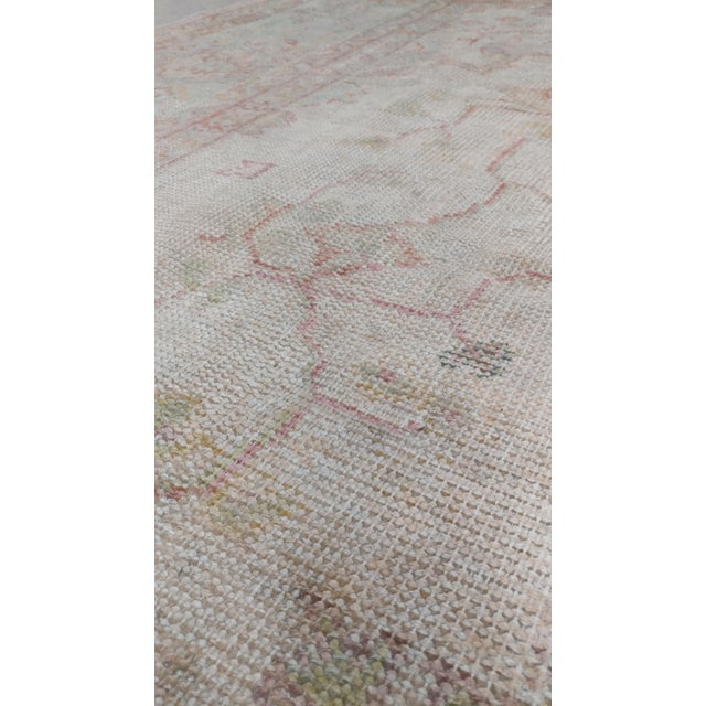 Late 19th Century Antique Oushak Carpet, Handmade Oriental Rug, Shrimp Pink, Taupe, Cream Fine Rug For Sale - Image 5 of 18