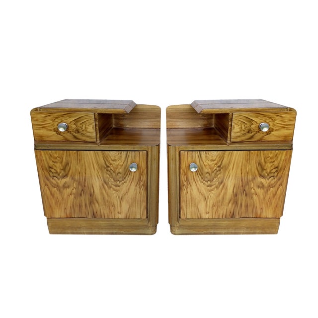 Art Deco Bedside Tables by Jindrich Halabala for Up Závody, 1940s, Set of 2 For Sale