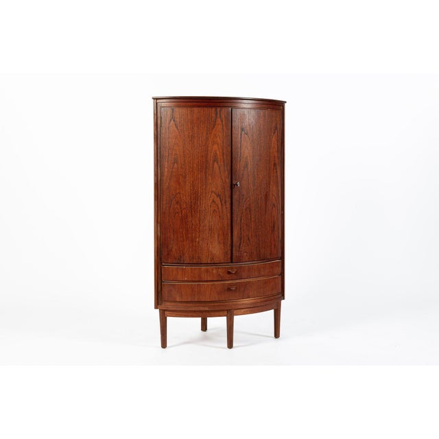 Mid-Century Modern Mid-Century Danish Modern Teak Corner Bar or Storage Cabinet 1960s Selling as-Is For Sale - Image 3 of 14