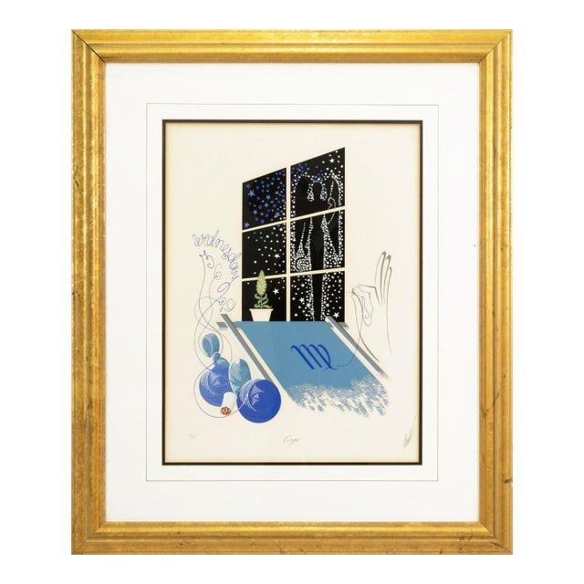 Erte Virgo From the Zodiac Series 1982 Signed Screenprint 4/350 Art Deco Style For Sale