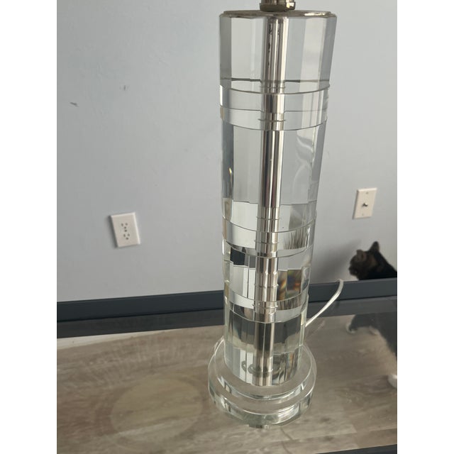 2020s Pair Ralph Lauren Crystal Column Lamps For Sale - Image 5 of 16