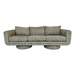 Revelation Modern Olive Green Boucle and Tweed Cotton Patch Sofa For Sale