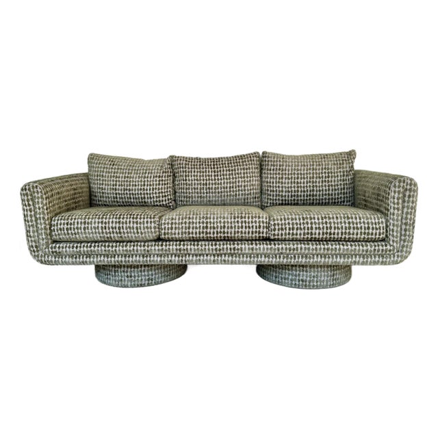 Revelation Modern Olive Green Boucle and Tweed Cotton Patch Sofa For Sale