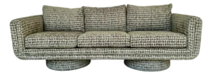 Revelation Modern Olive Green Boucle and Tweed Cotton Patch Sofa