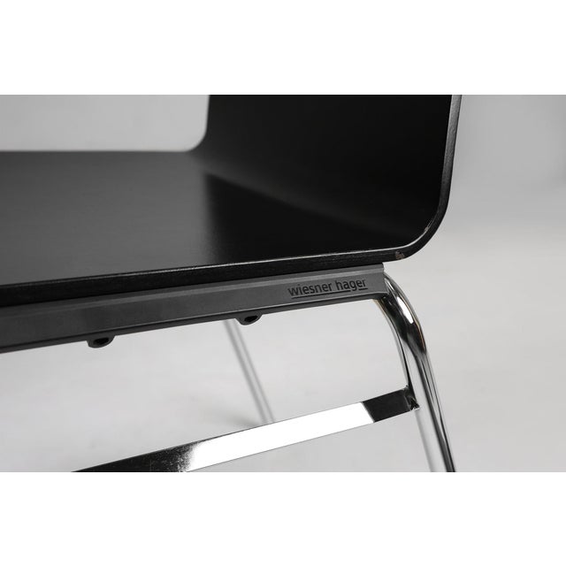 Vintage Black Chair with Wooden Seat, Belgium, 2000s For Sale - Image 4 of 11