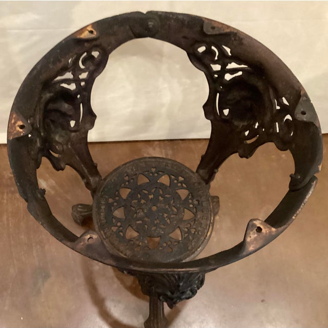 Wood Gaskell & Chambers Ltd., Late 19c Cast Iron Pub Table With Wood Top. For Sale - Image 7 of 7