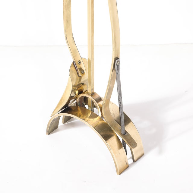 1940s Mid-Century Modernist Sculptural Polished Brass Fire Tool Set by Donald Deskey For Sale - Image 5 of 16